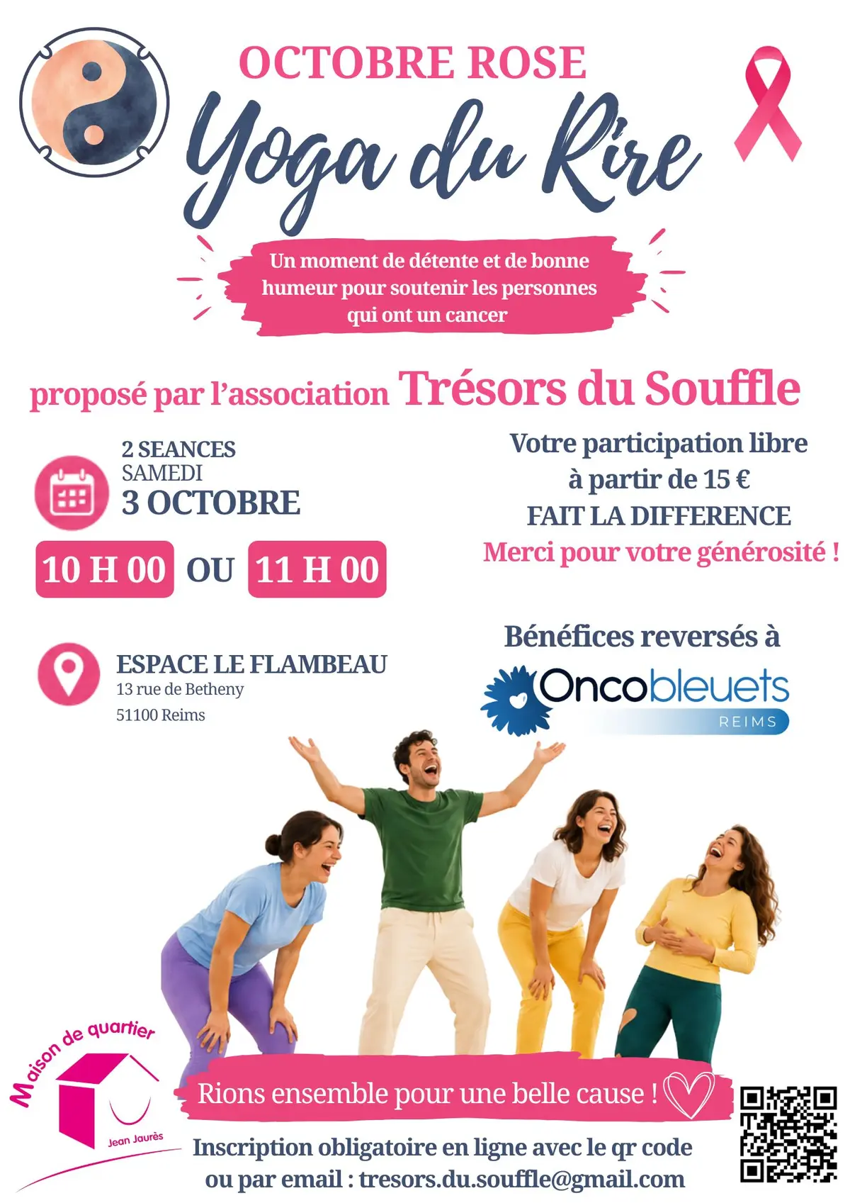 Atelier Yoga du Rire Reims Octobre Rose