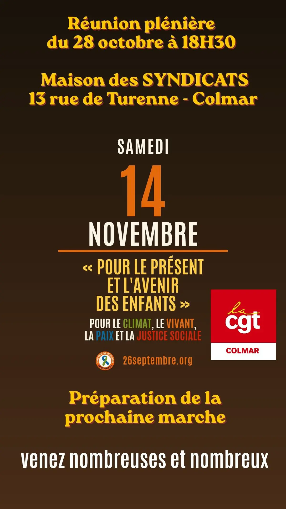[MOBILISATION CLIMAT] Réunion plénière publique Ce mercredi 28 octobre à 18H30