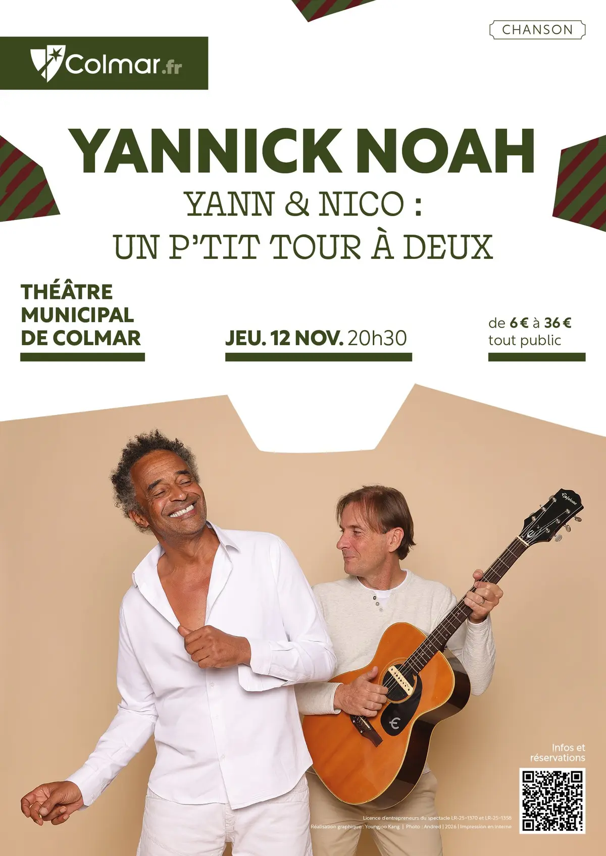 Yannick Noah en concert acoustique au Théâtre municipal de Colmar