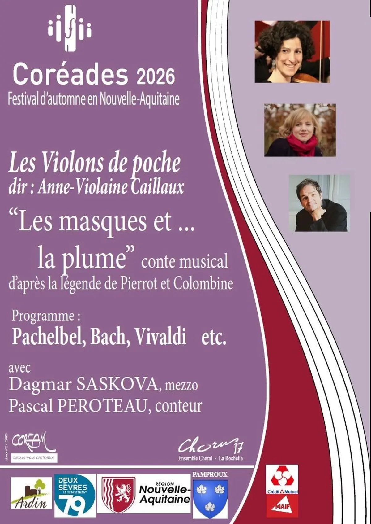 Festival des Coréades : Les Violons de Poche   Les masques et la plume