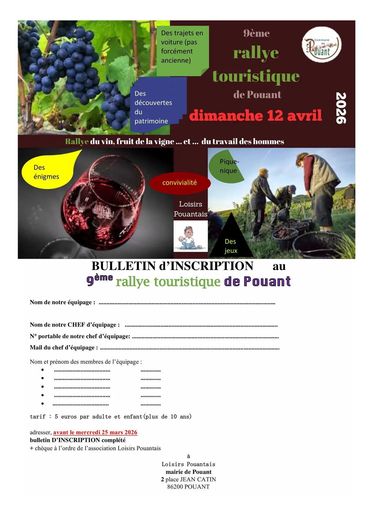 9ème Rallye Touristique Rallye du vin, fruit de la vigne... et du travail des hommes