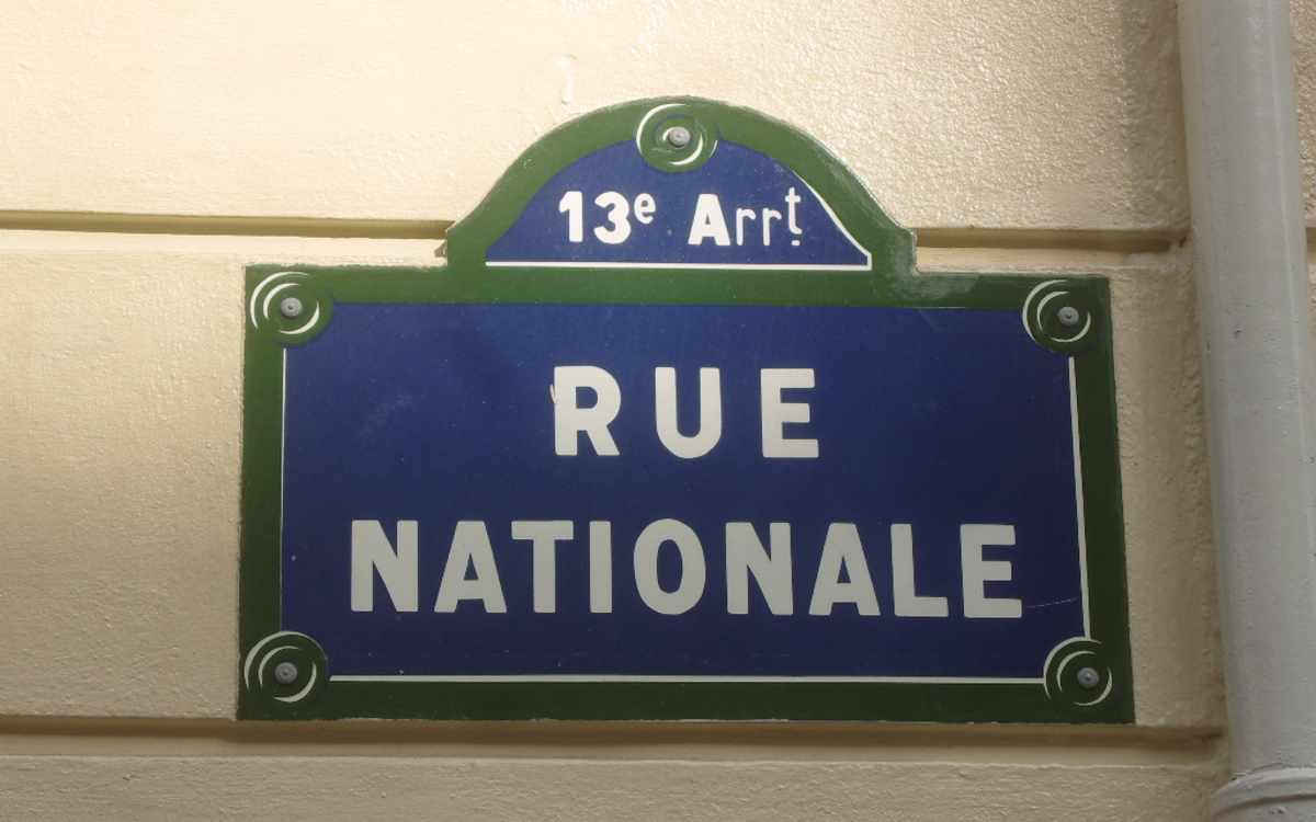 Plaque de rue, rue Nationale, Paris 13e