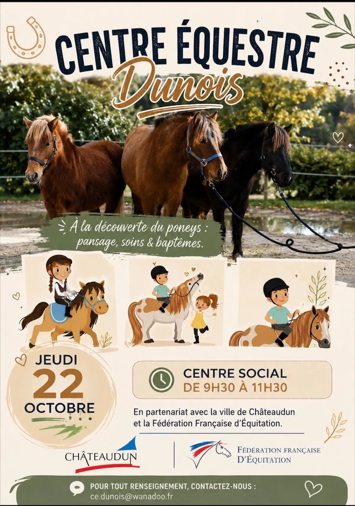 A la découverte du poney avec le Centre Equestre Dunois