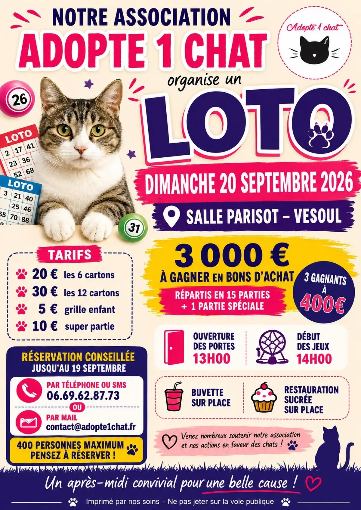 Loto caritatif Association Adopte1Chat