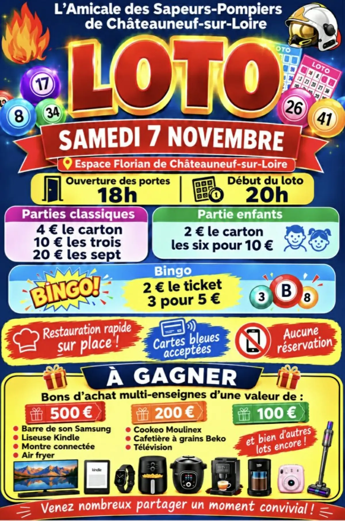 Loto des sapeurs pompiers de Chateauneuf sur loire 
