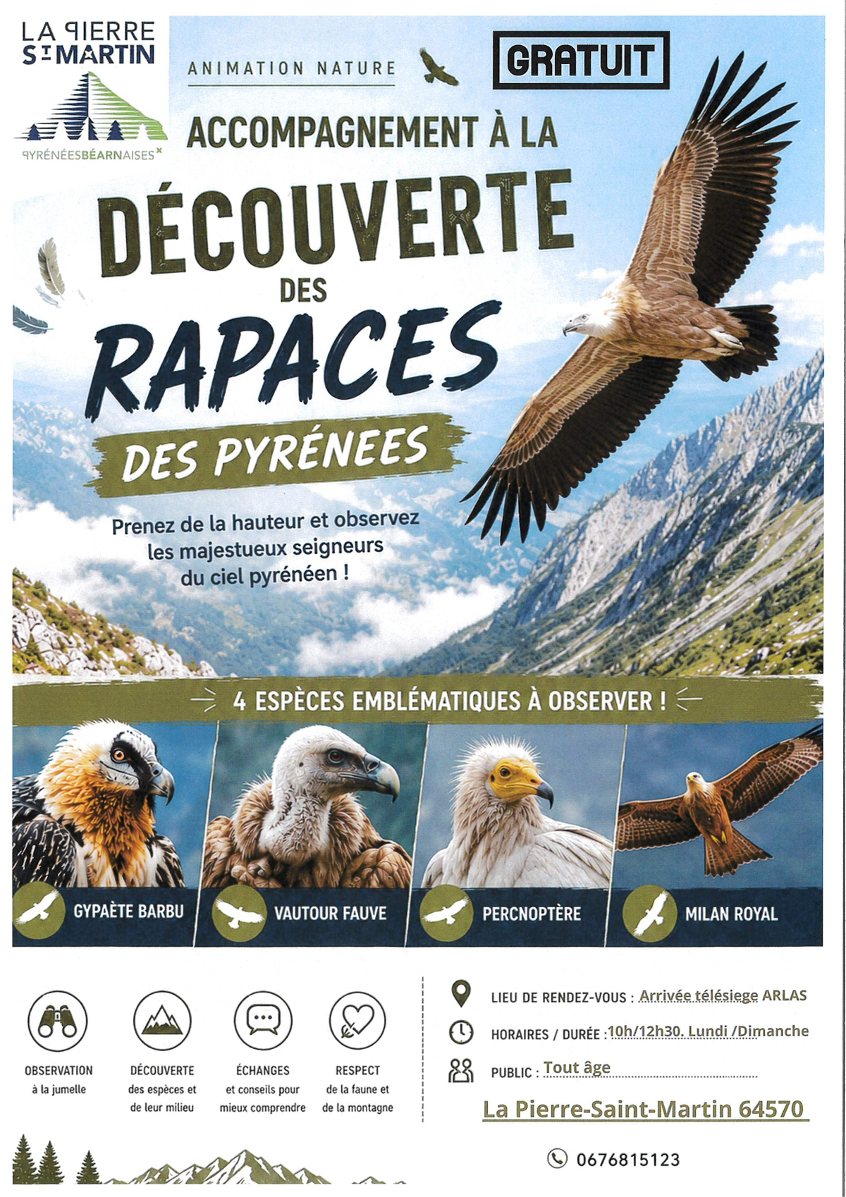 Accompagnement à la découverte des rapaces des Pyrénées