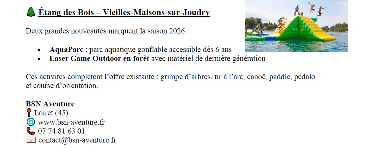 Activités à l'Etang des Bois