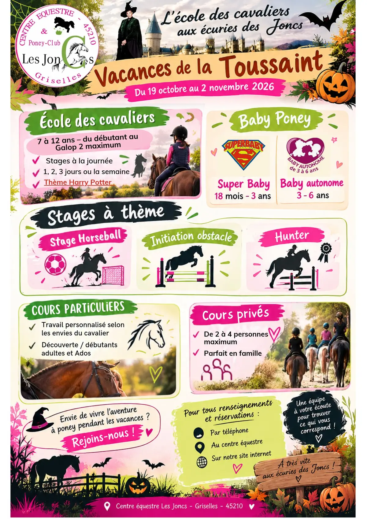 Activités équestres -Vacances de la Toussaint