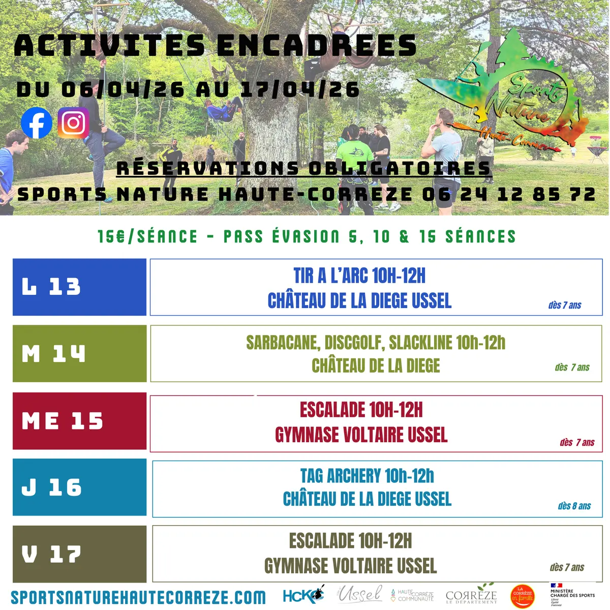 Activités Vacances de Printemps Sports Nature Haute-Corrèze