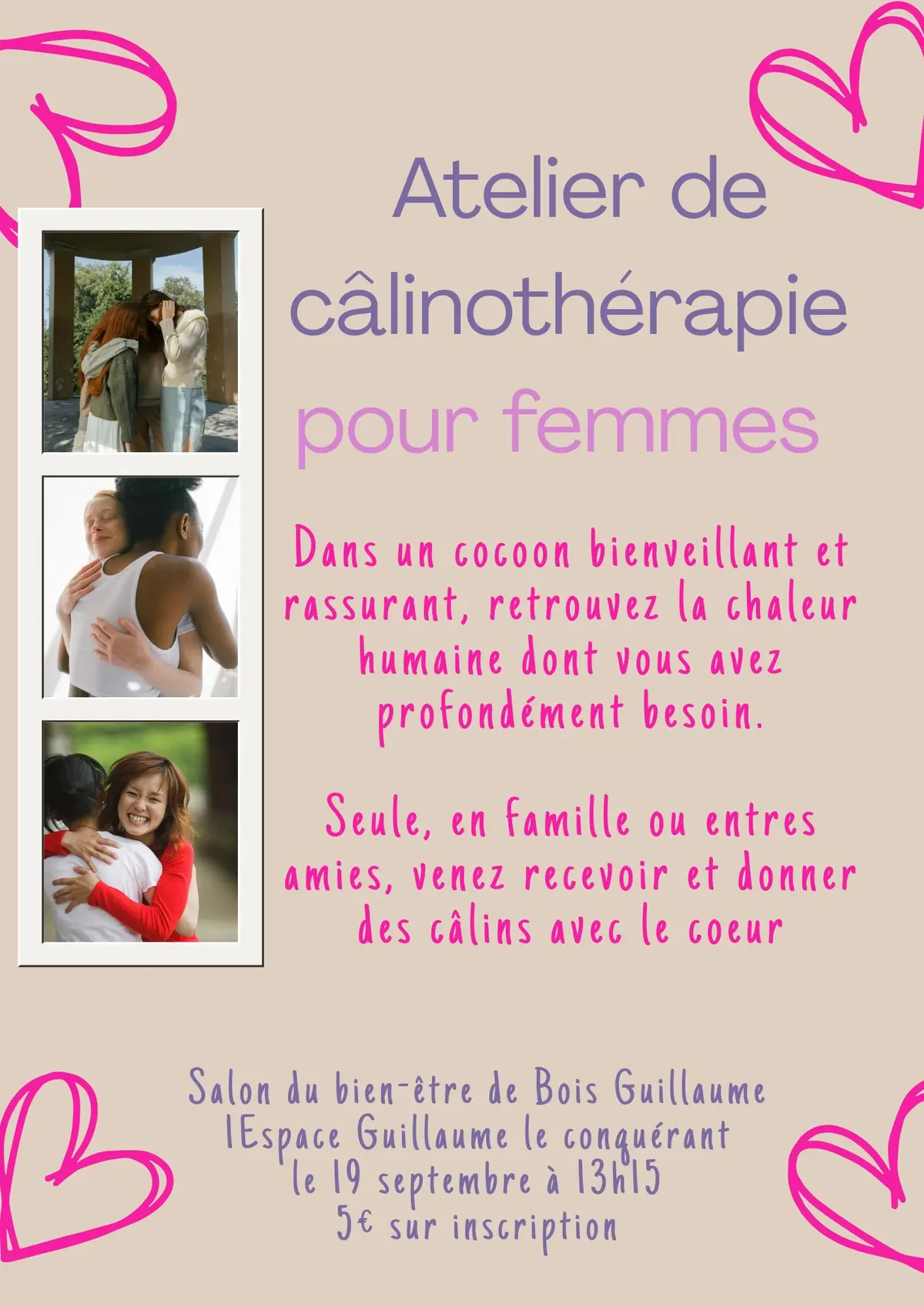 Atelier de câlinothérapie pour femmes