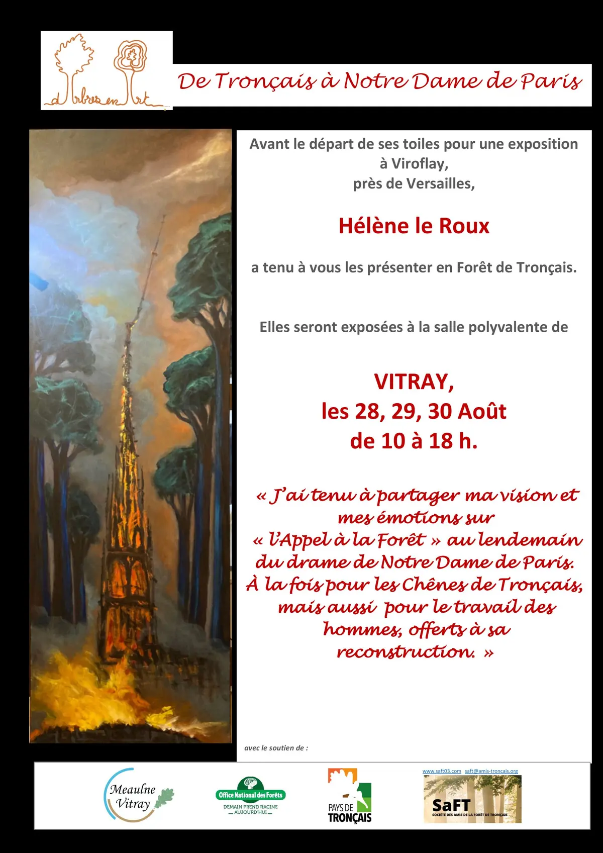 Exposition peinture De Tronçais à Notre Dame de Paris