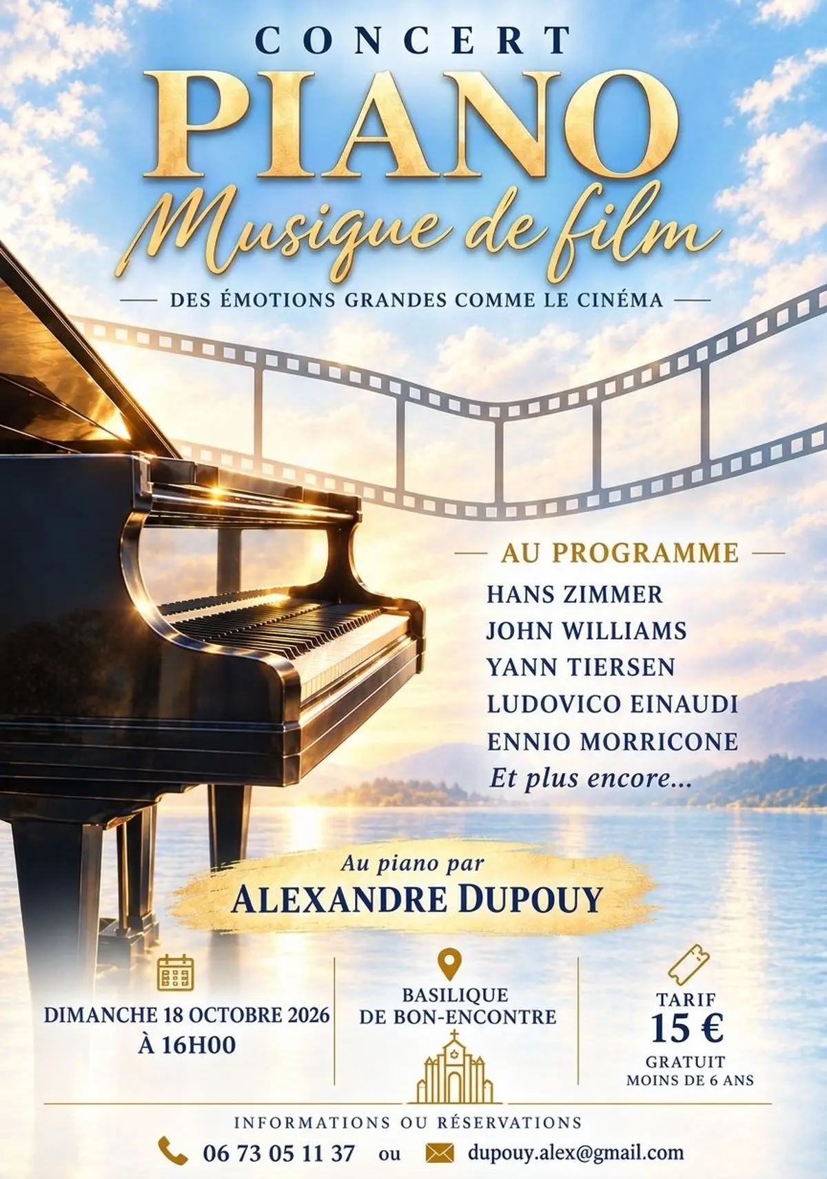 Concert piano musique de film église de Bon-Encontre 