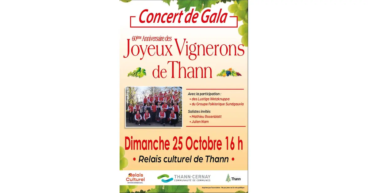 Concert de gala du 60ème anniversaire des Joyeux Vignerons de Thann
