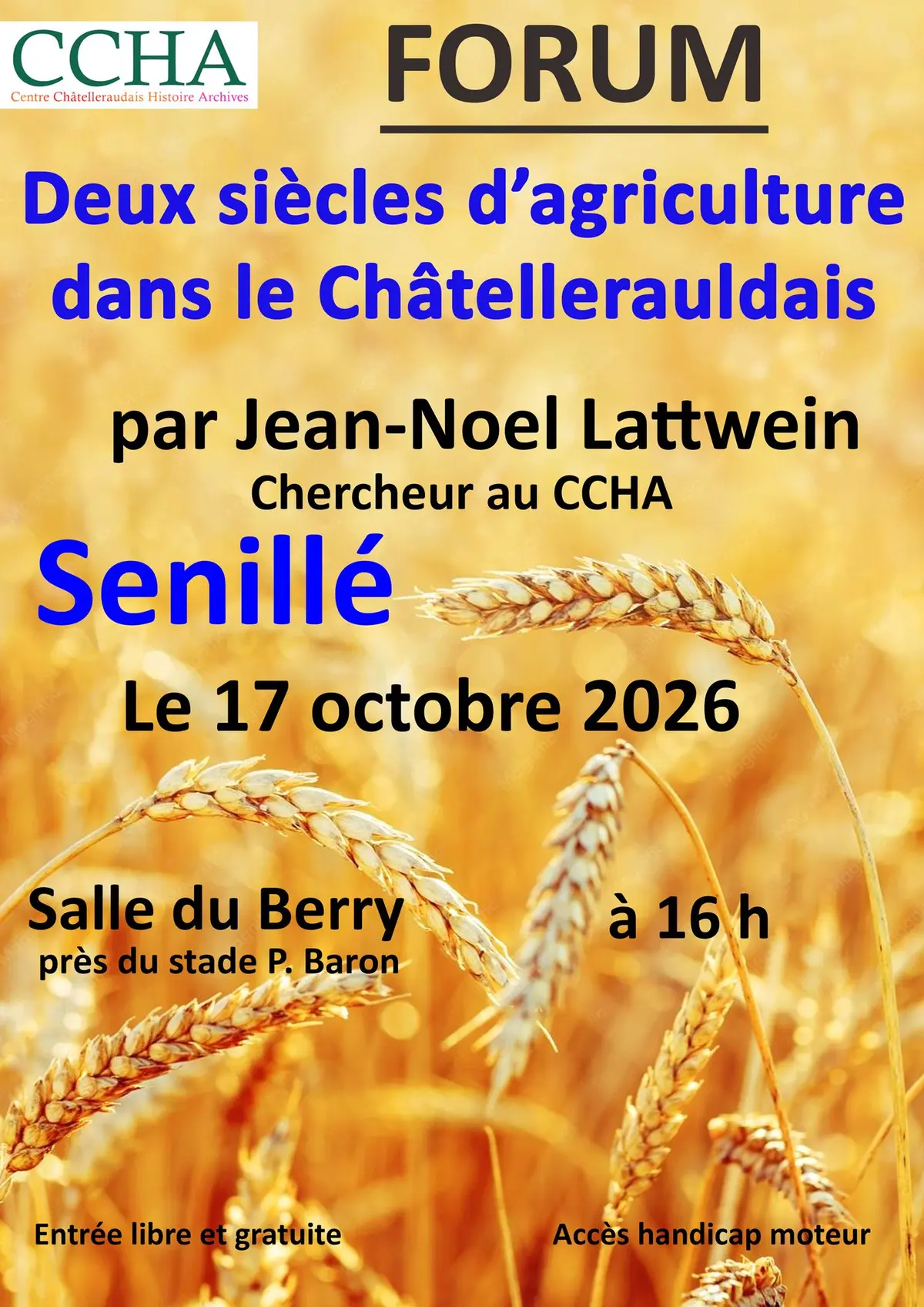 FORUM / CONFERENCE : Deux siècles d’agriculture dans le Châtelleraudais