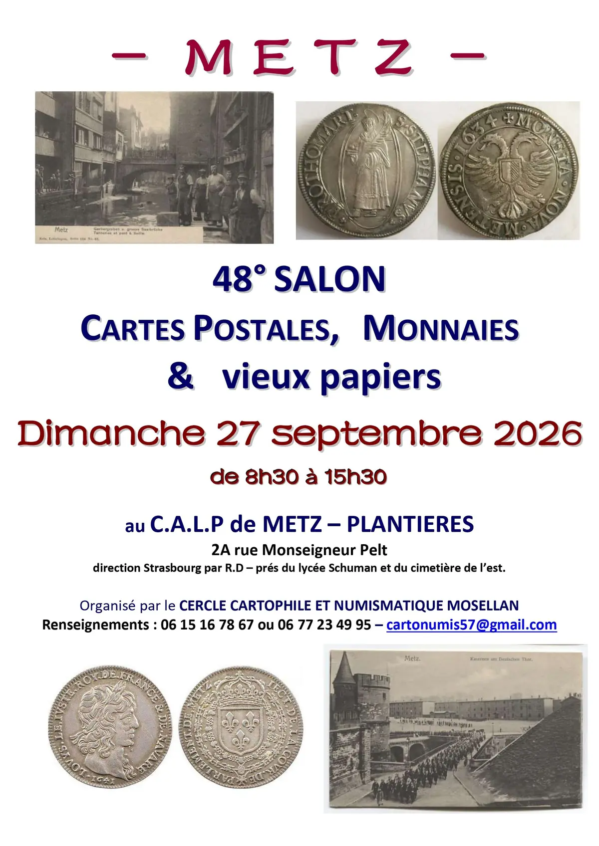 METZ : 48° salon Cartes Postales, Monnaies et Vieux Papiers