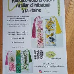 atelier d'initiation et de créations en résine