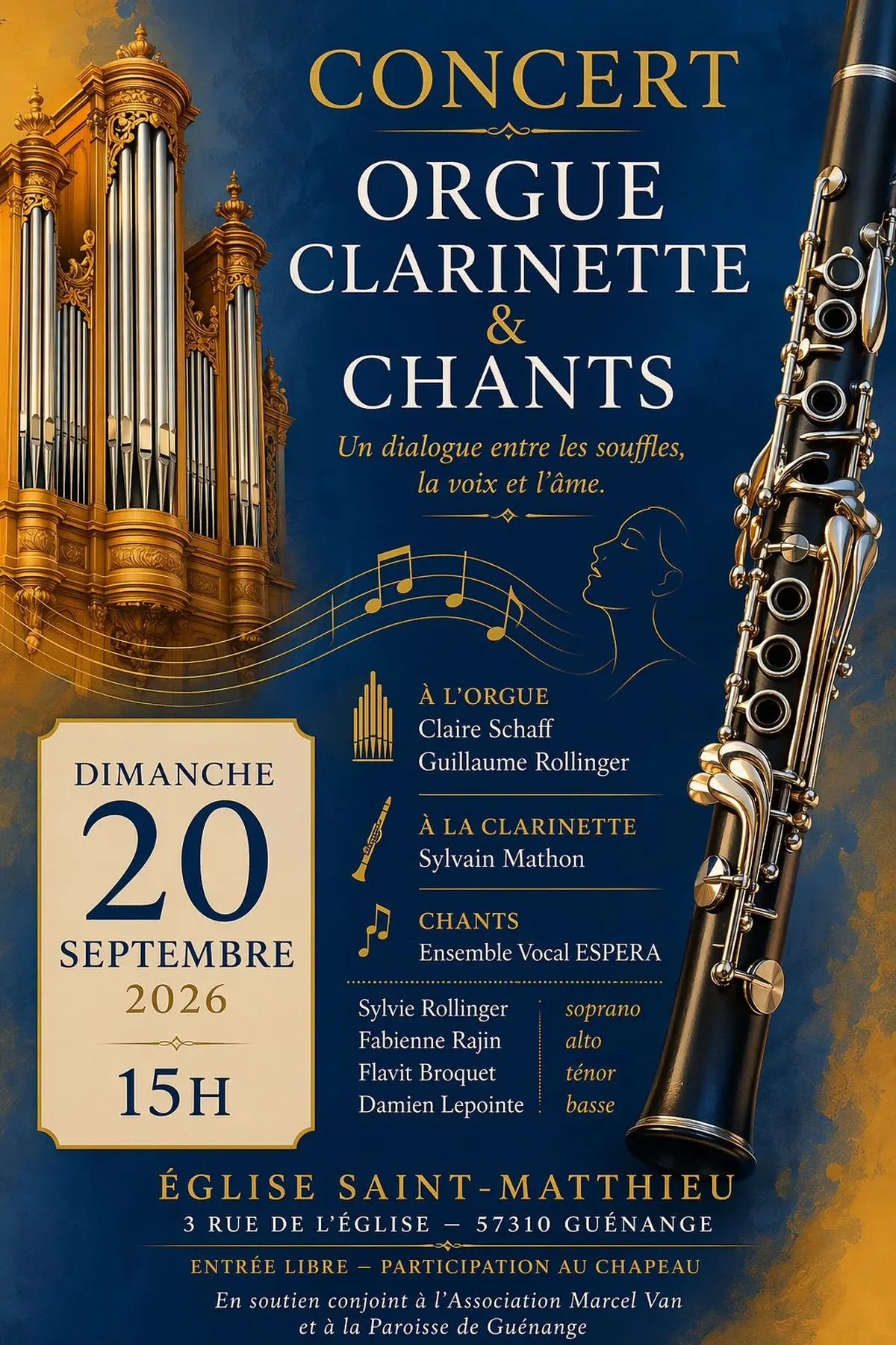 Concert Orgue, Clarinette et Chants
