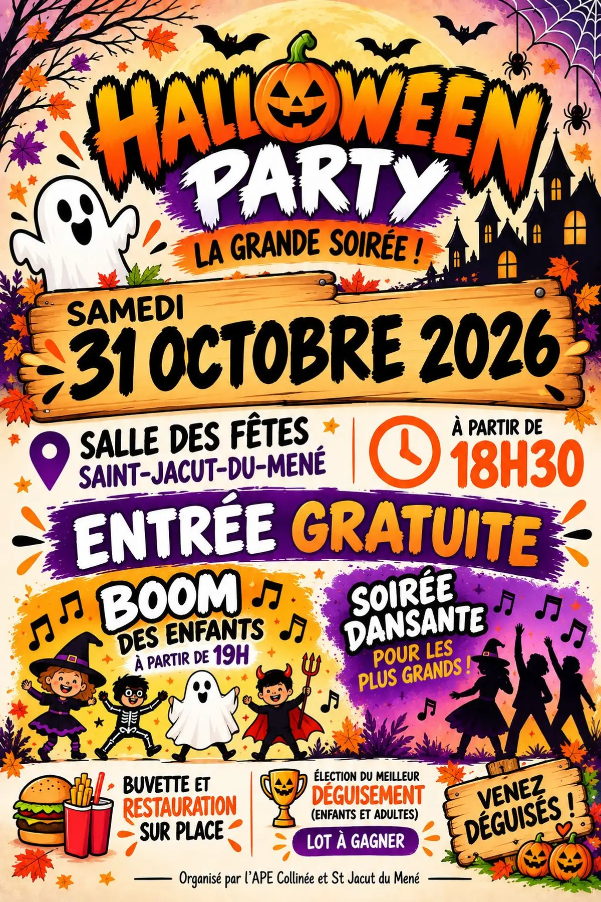 Grande soirée d'Halloween, gratuite à Saint-Jacut-du-Mené