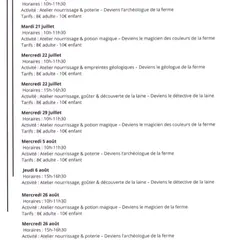 Agenda des animations
