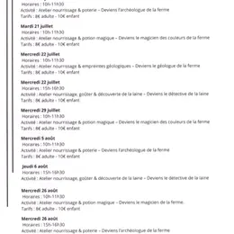 Agenda des animations