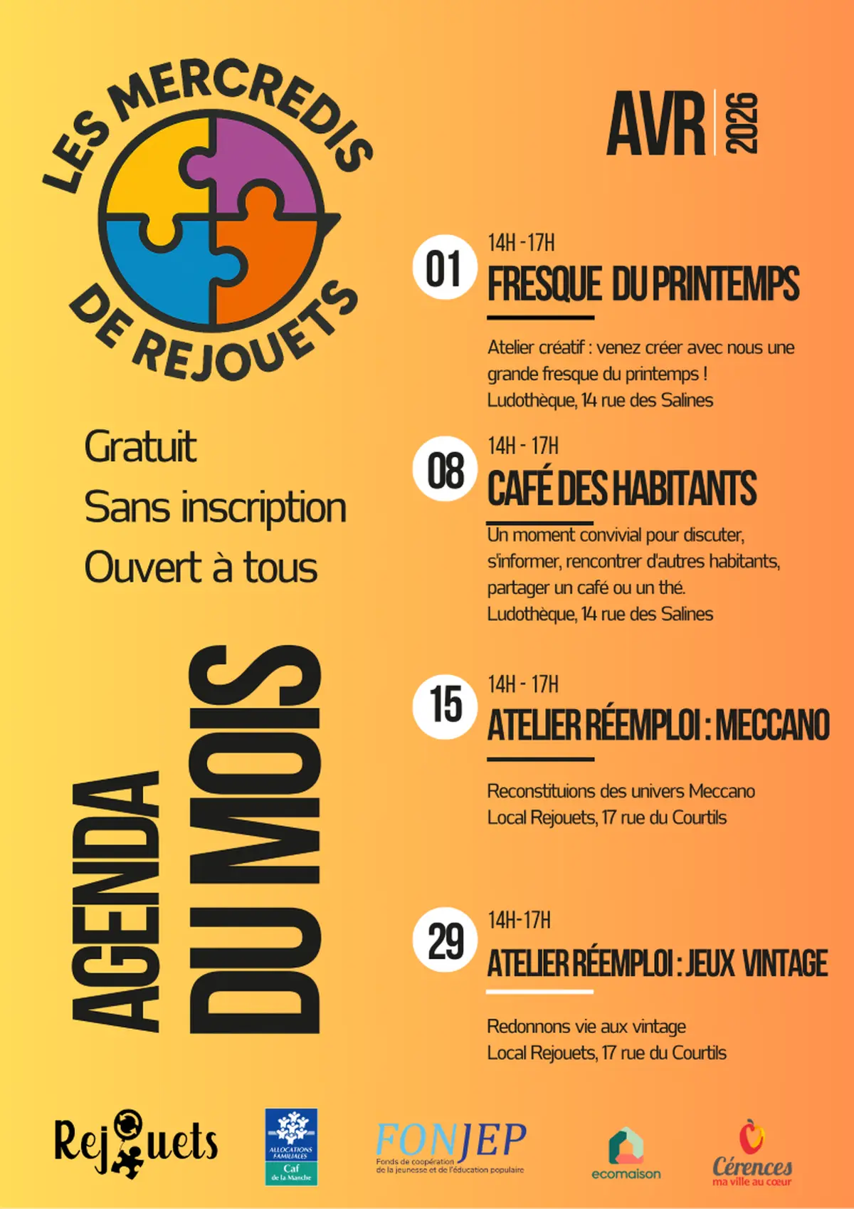 Agenda des Mercredis de Rejouets