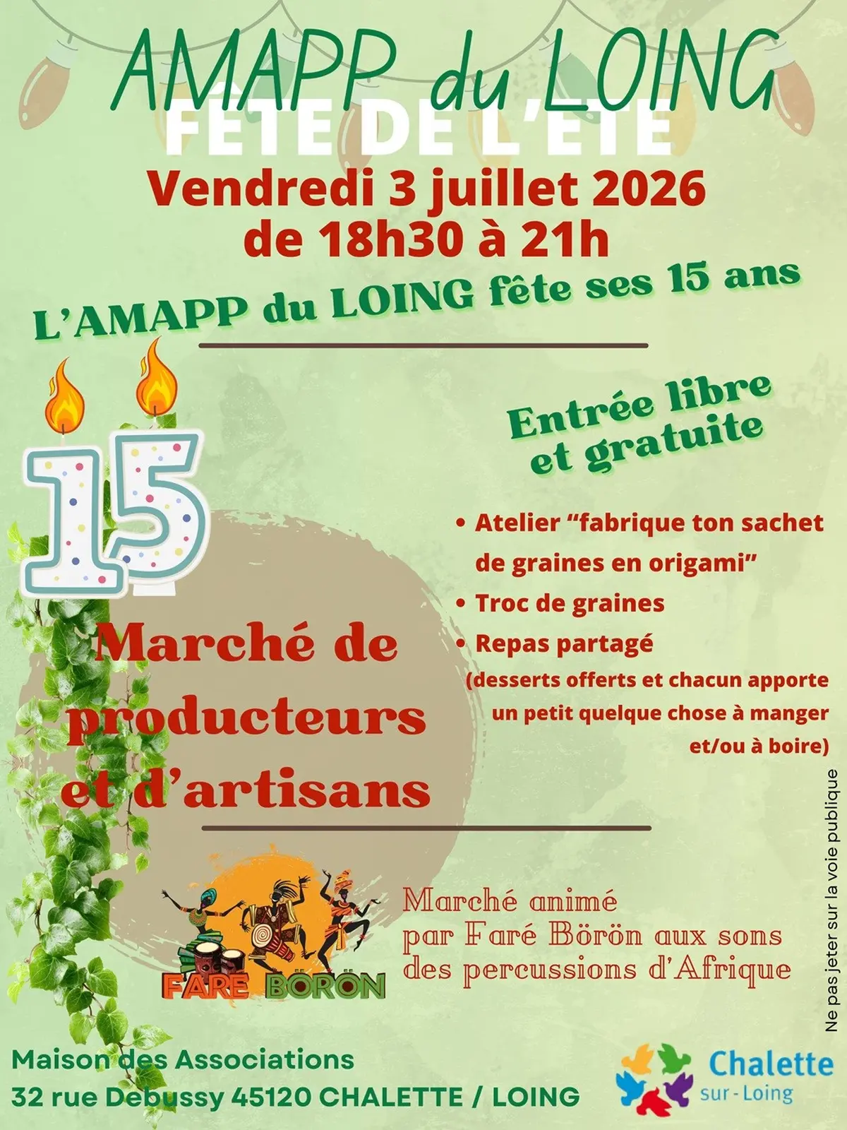 AMAPP du Loing : fête de l'été et fête de ses 15 ans