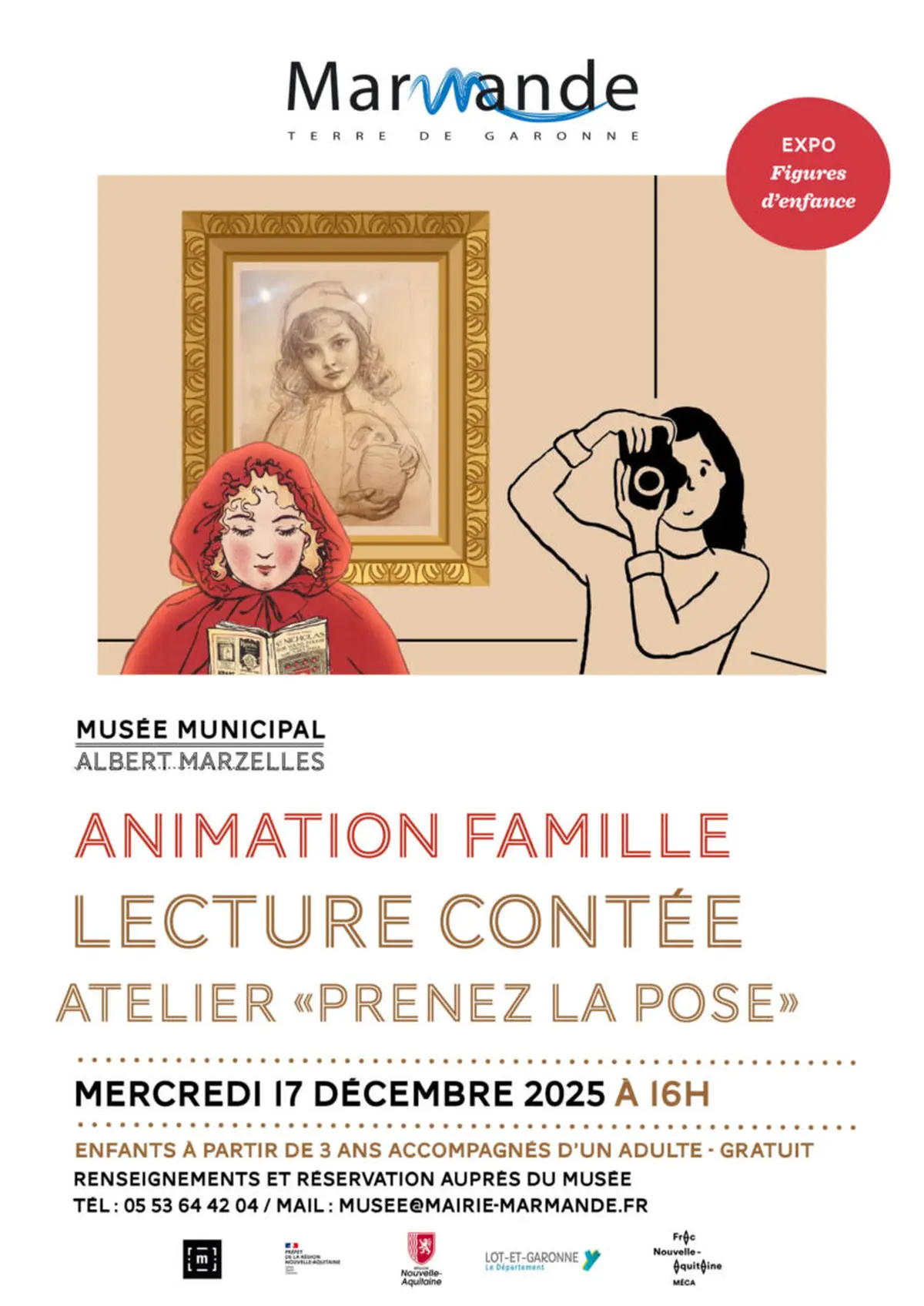 Animation Famille au Musée Marzelles - Lecture contée atelier Prenez la pose