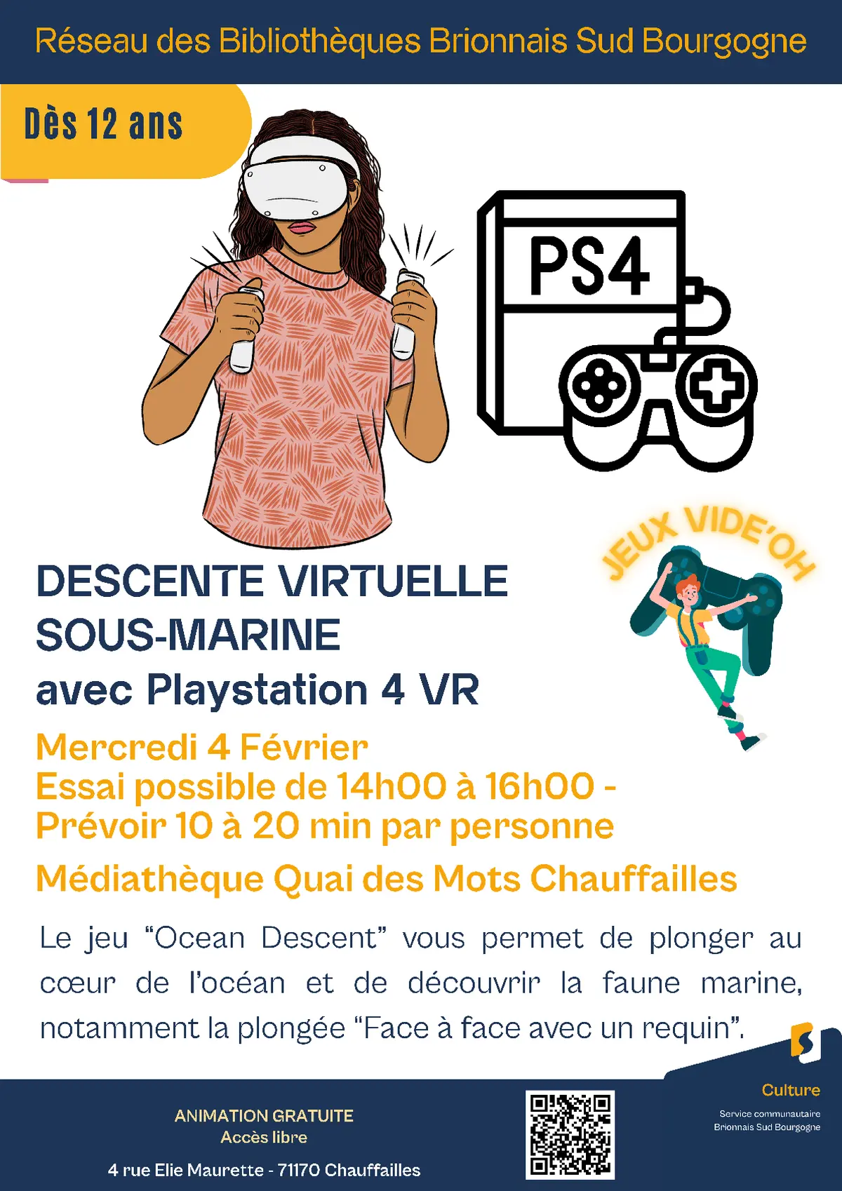 Animation Jeux vidéo : descente virtuelle sous-marine sur PS4