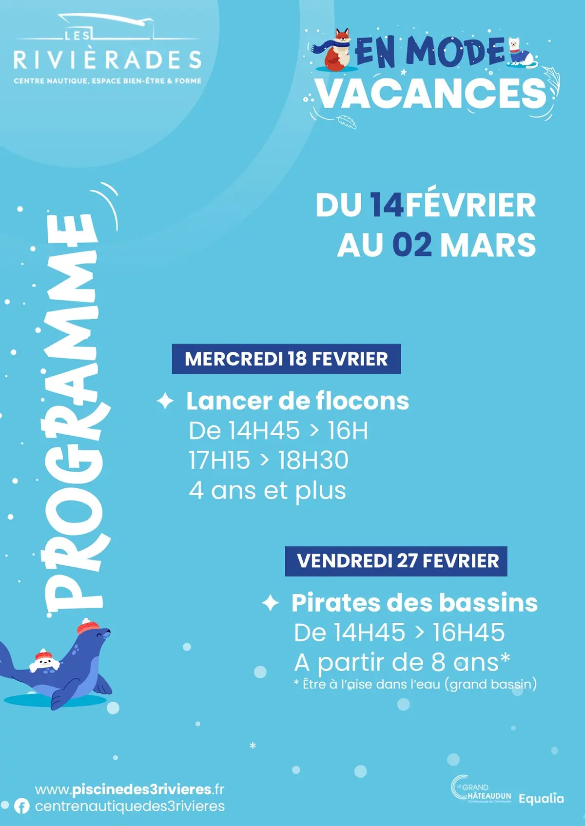 Animation lancer de flocons à la piscine