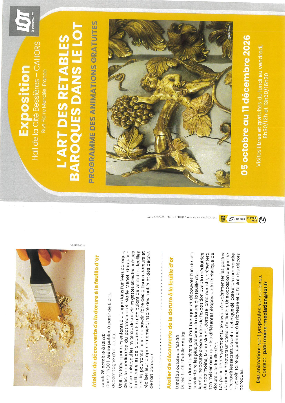 Animations dans le cadre de l'exposition « L’Art des retables baroques dans le Lot »
