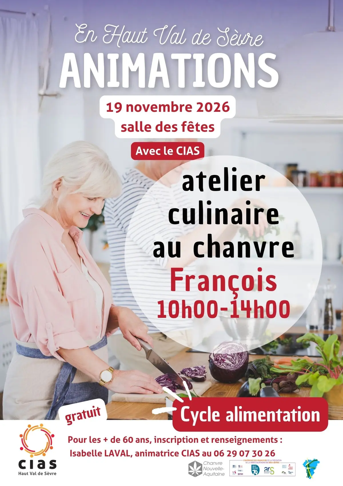 ANIMATIONS + de 60 ans : Atelier cuisine Chanvre Aquitaine