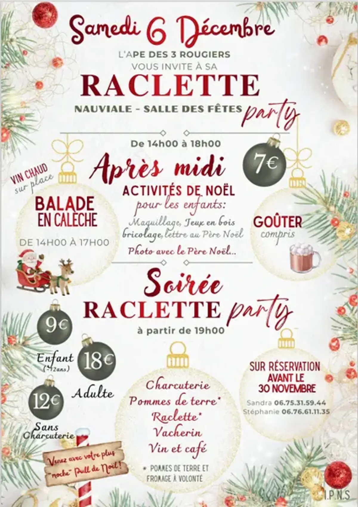 Animations de Noël et soirée raclette!