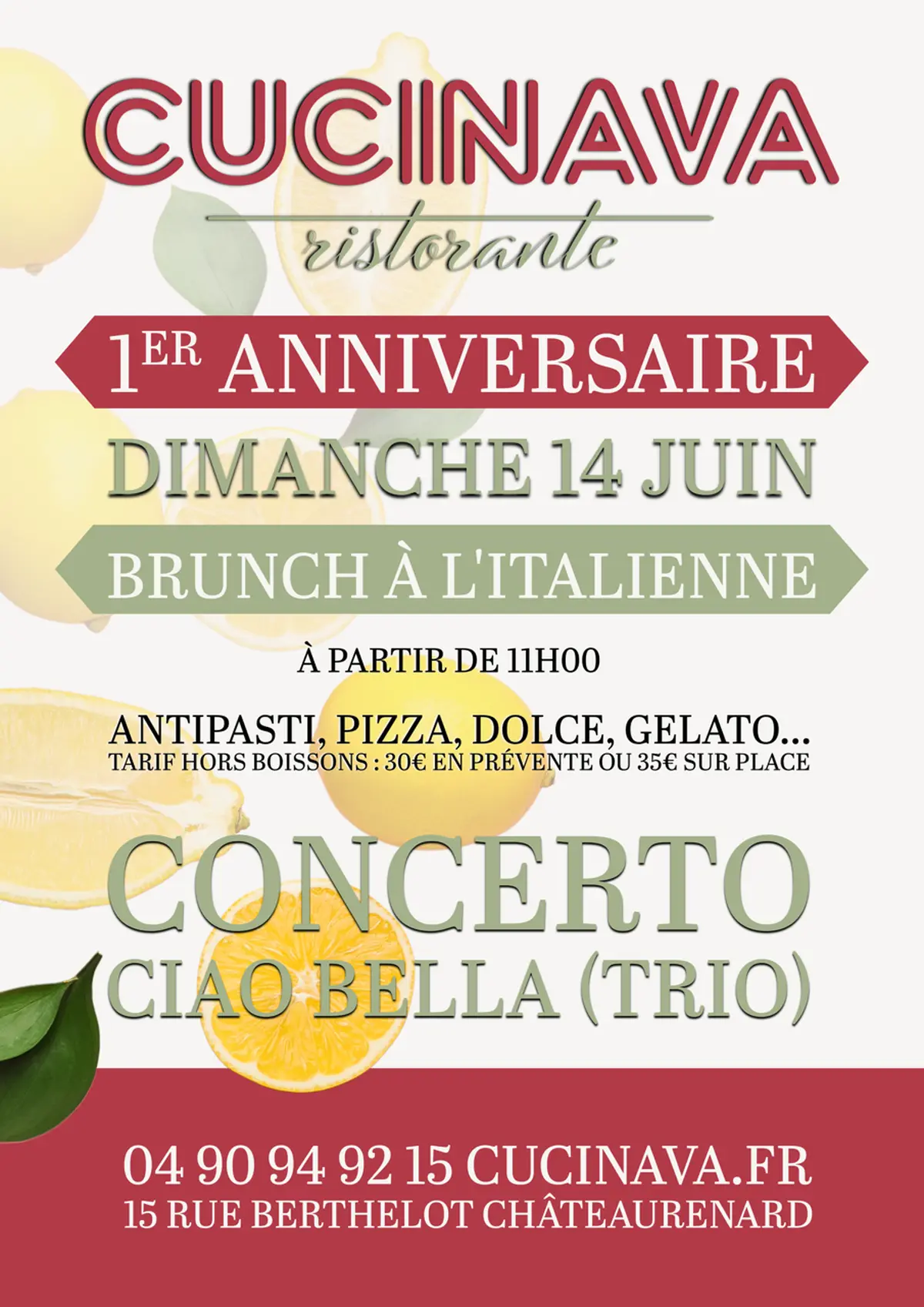 Anniversaire de Cucinava - Brunch à l'italienne