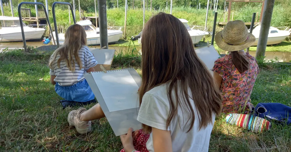 Aquarelle et dessin en plein air au port de Biganos