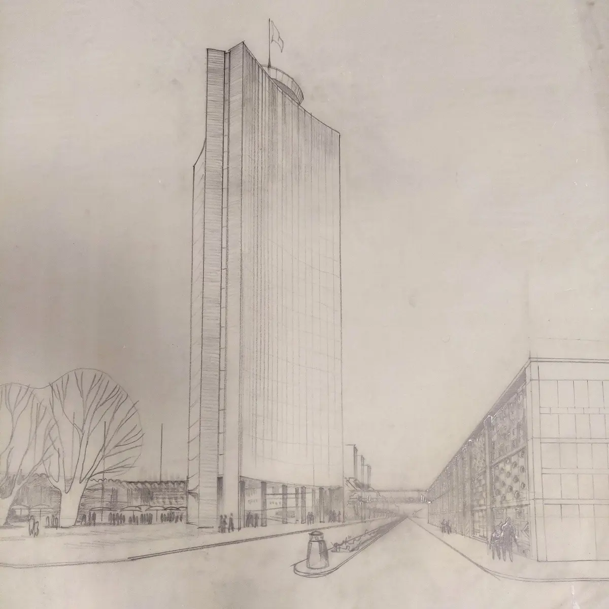 Esquisse en perspective de la tour