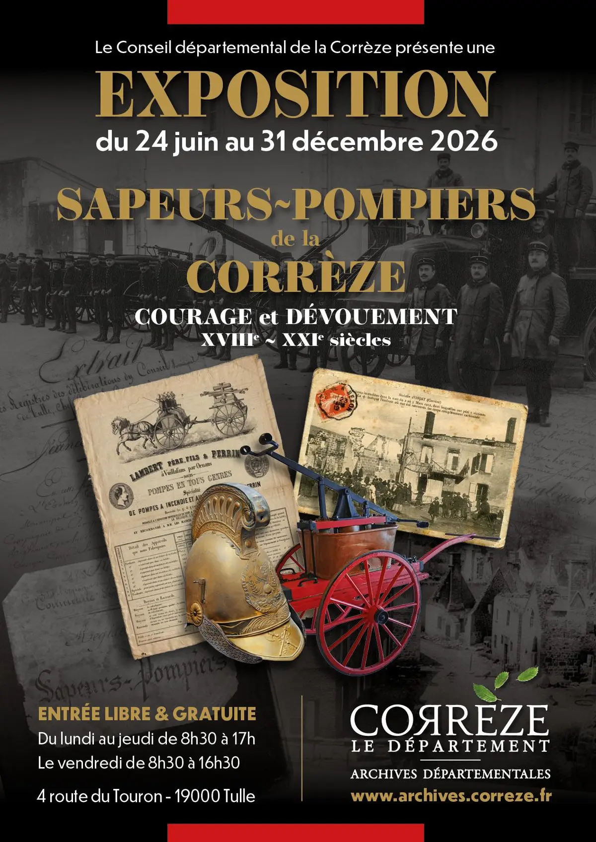 Archives départementales : Exposition Sapeurs-Pompiers de la Corrèze - Courage et dévouement