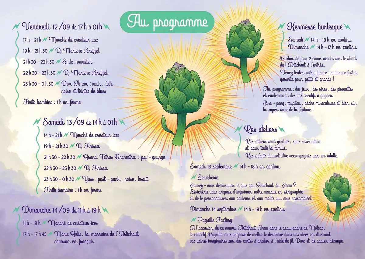 Le programme de l'Artichaut Show