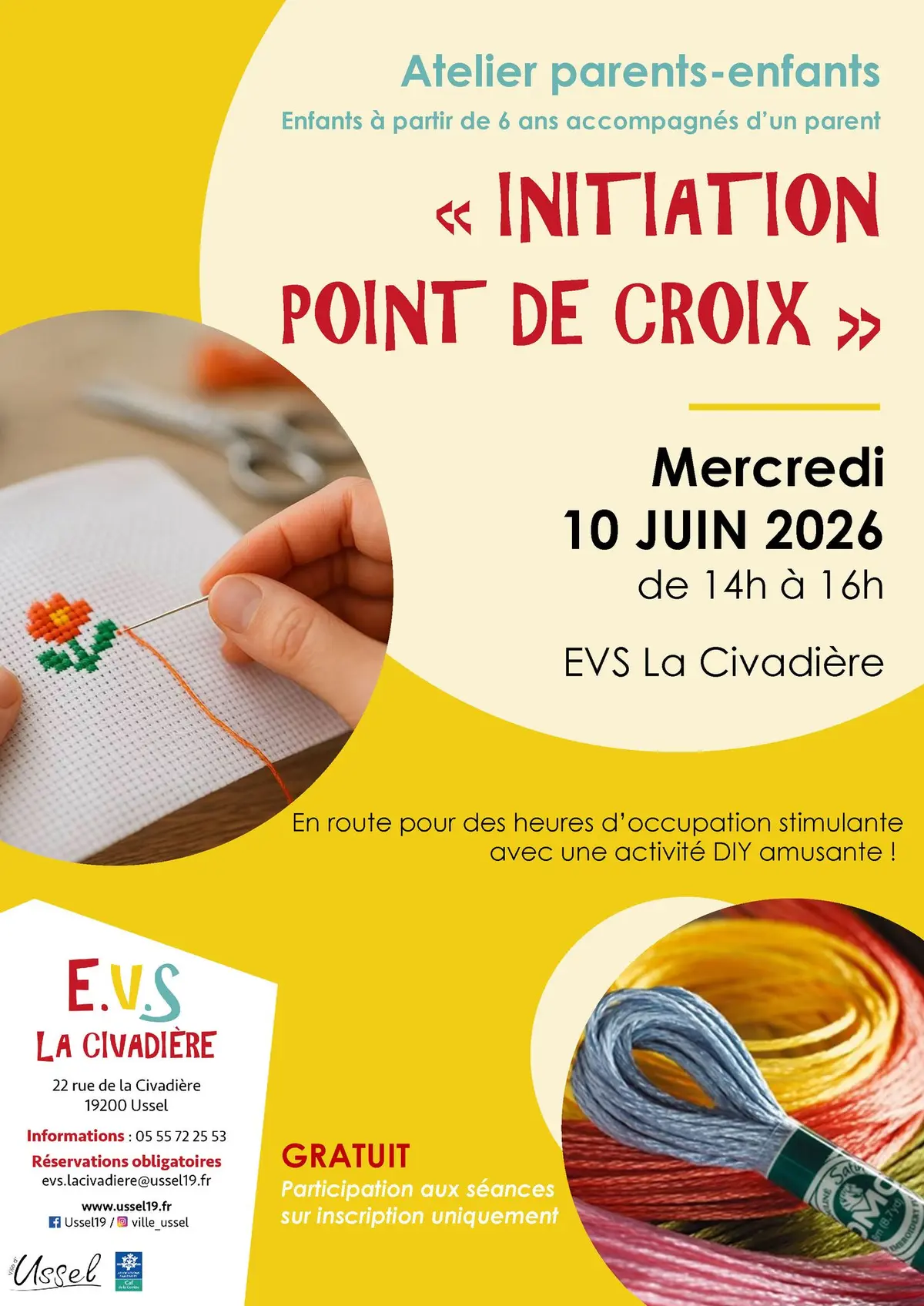 Atelier à 4 mains initiation au point de croix