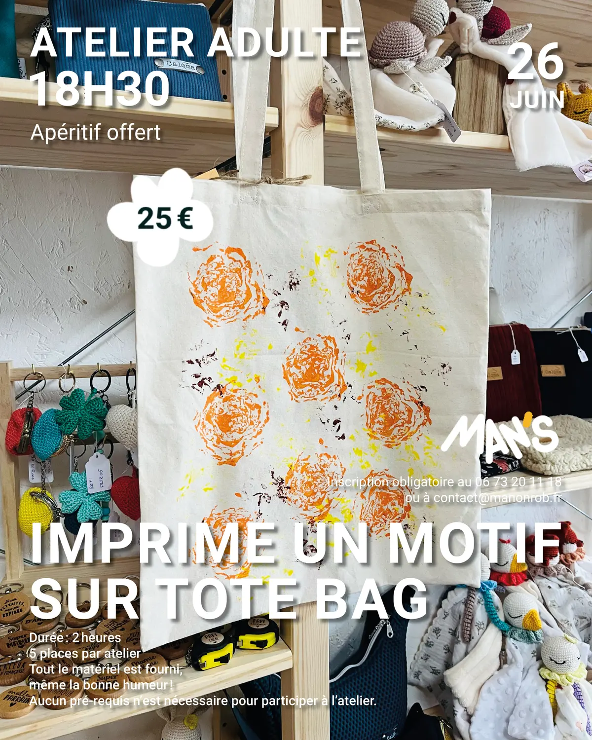 Atelier adulte Imprime un motif sur tote bag