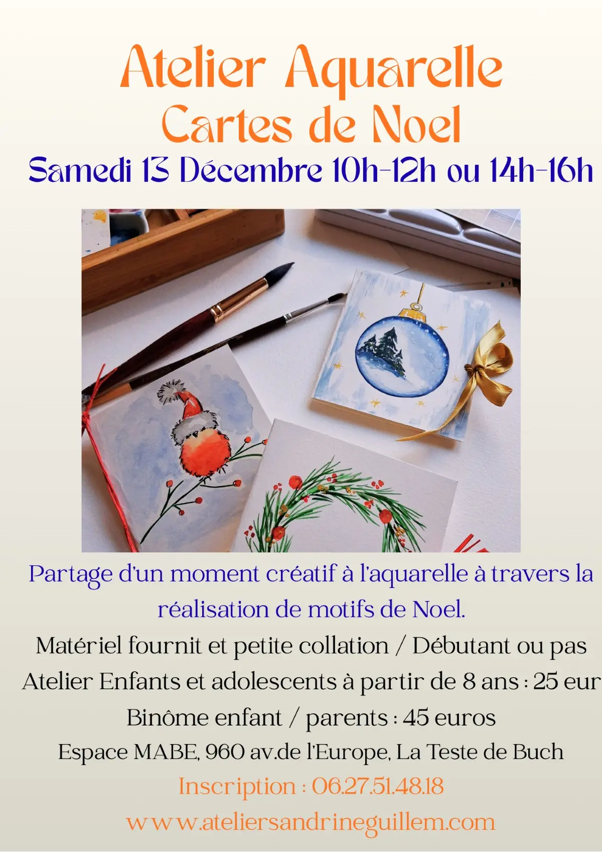 Atelier Aquarelle Cartes de Noël