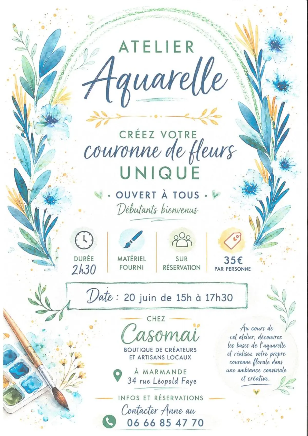 Atelier Aquarelle - Créez votre couronne de fleurs unique
