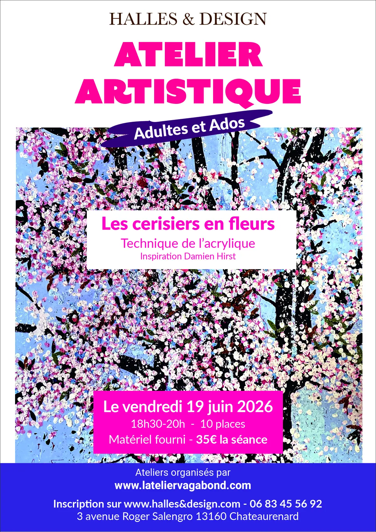Atelier artistique Les cerisiers en fleurs - Halles & Design