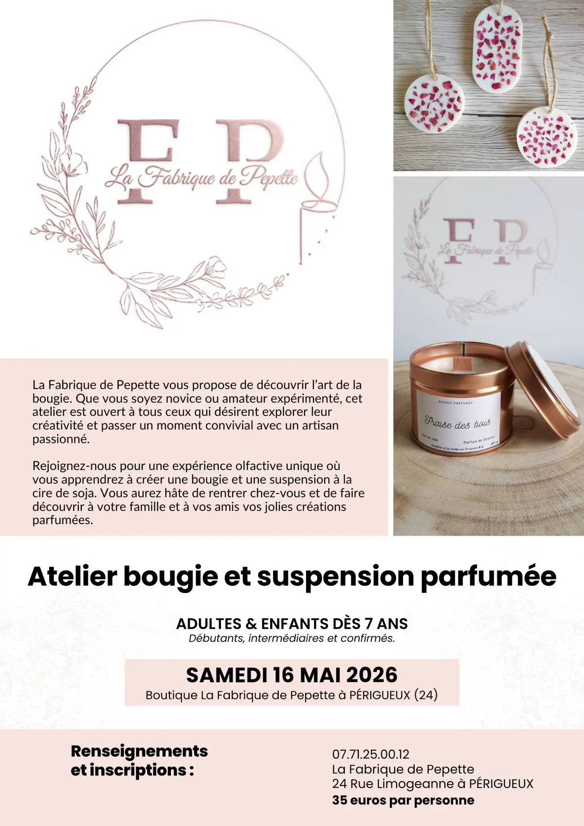 Atelier bougie et suspension parfumé