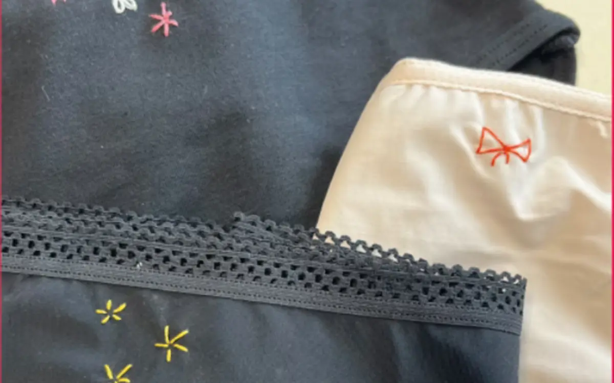 Atelier broderie sur culotte de règles