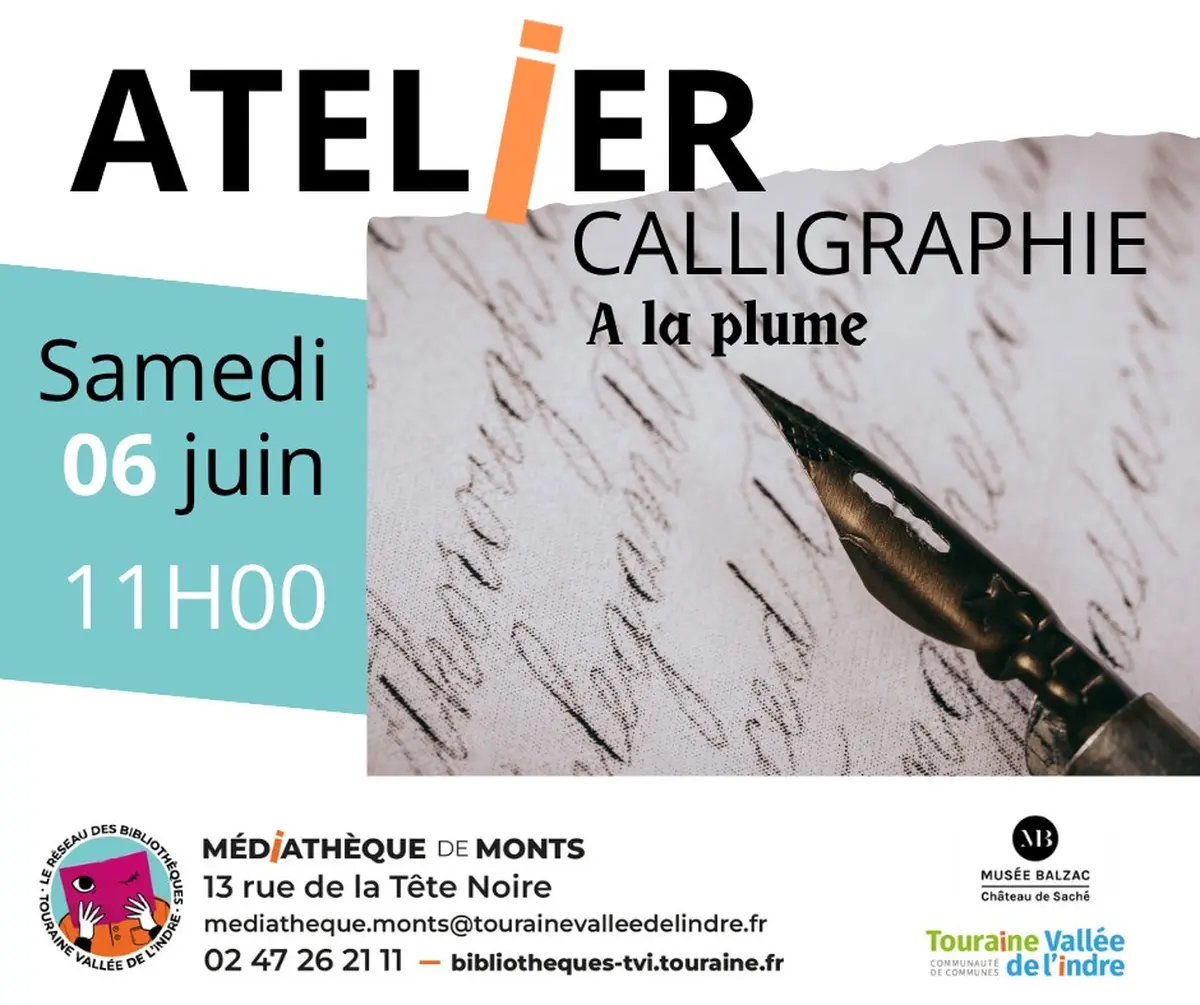 Atelier calligraphie à la médiathèque de Monts