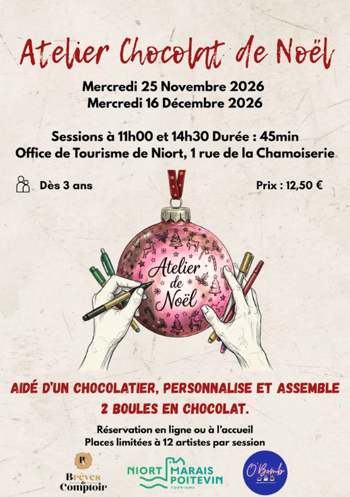Atelier chocolat de Noël à Niort