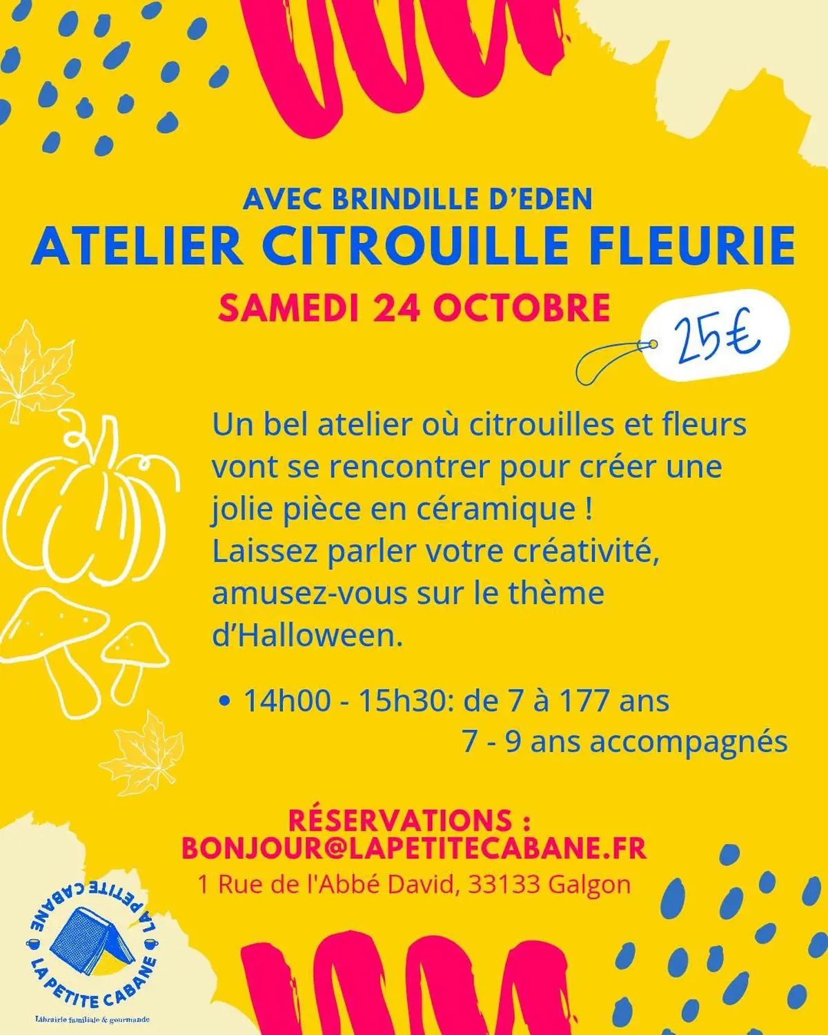 Atelier citrouille fleurie à Galgon – Création en céramique pour Halloween