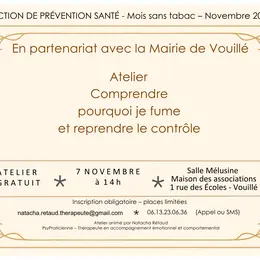 Atelier Comprendre pourquoi je fume et reprendre le contrôle à Vouillé