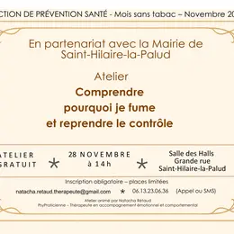 Atelier Comprendre pourquoi je fume et reprendre le contrôle à saint-Hilaire-la-Palud