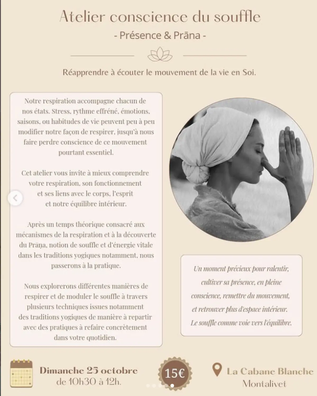 Atelier conscience du souffle avec Clara - La Cabane Blanche